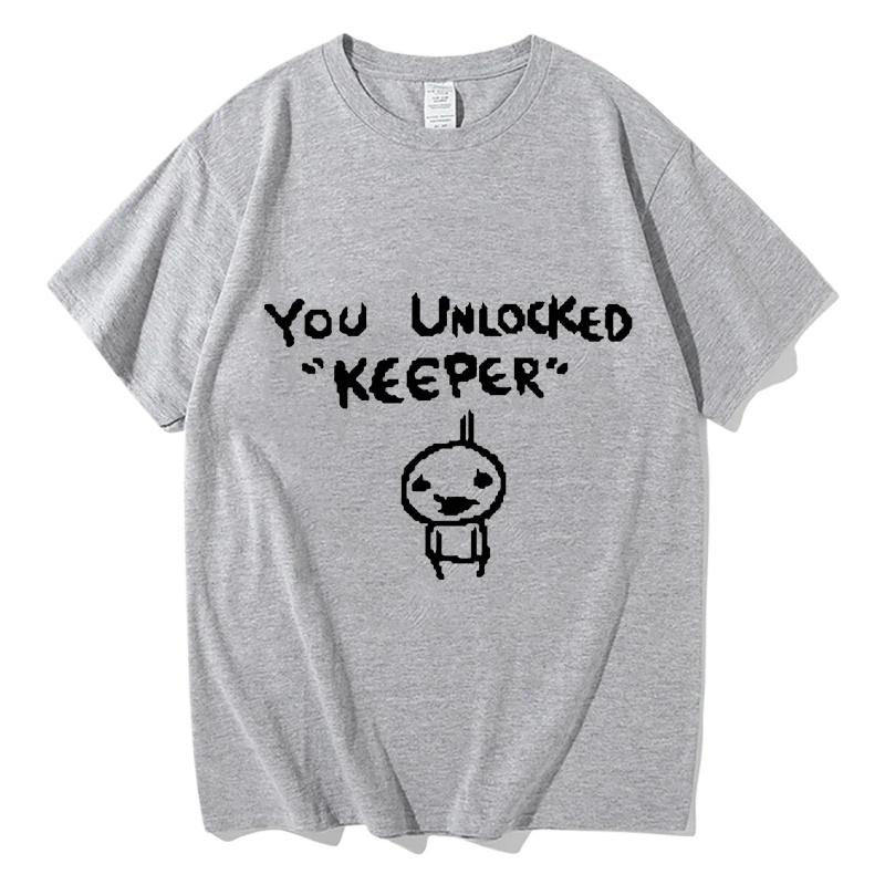 Hip Hop Binding Of Isaac Print T-Shirt Herren Damen Übergroß Du hast Keeper freigeschaltet T-Shirt Baumwoll-Tee Hip Hop T-Shirt Streetwear Oberteile