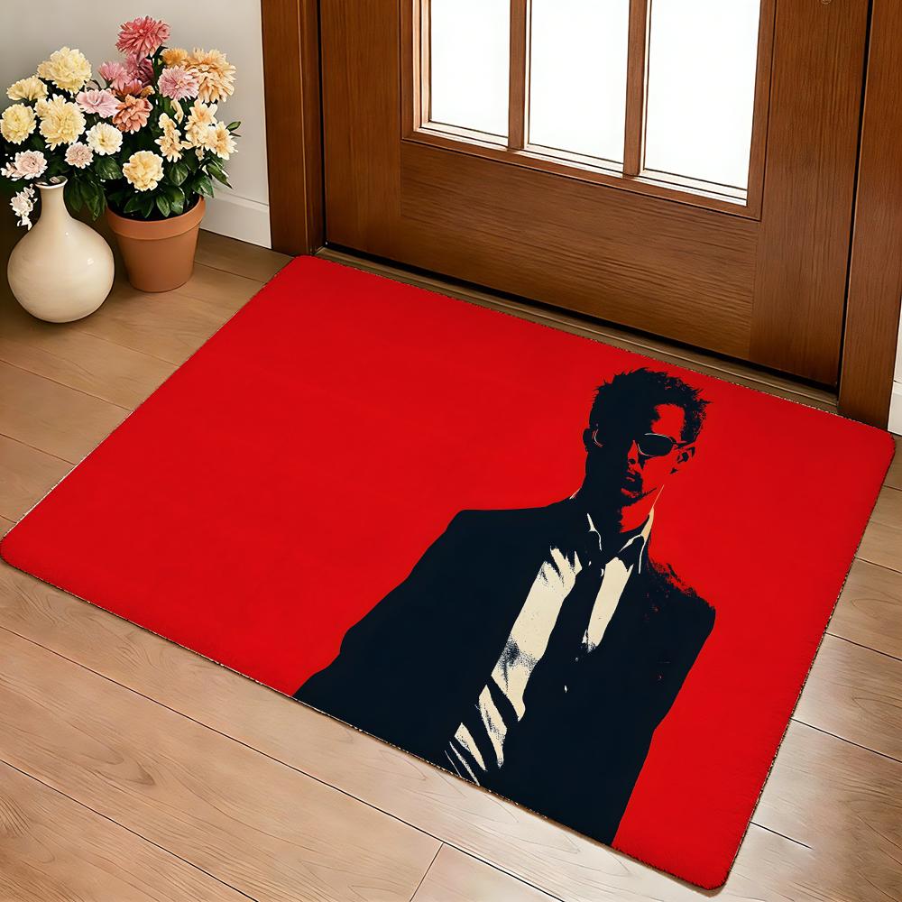 Movie Fight Club Brad Ptt Boxing Film Floor Mat Cozy Flannel Soft Thick Non-Slip Mat For Living Room Bedroom Kitchen Decor Rugs