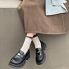 Cowhide version~ Black retro British style platform small leather shoes women's 2025 new autumn and winter heightening versatile loafers