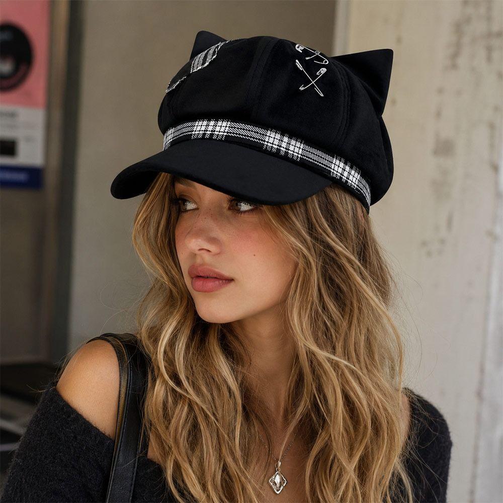 Y2K Newsboy Cap Adjustable Octagonal Hat New Beret Hat Women Men