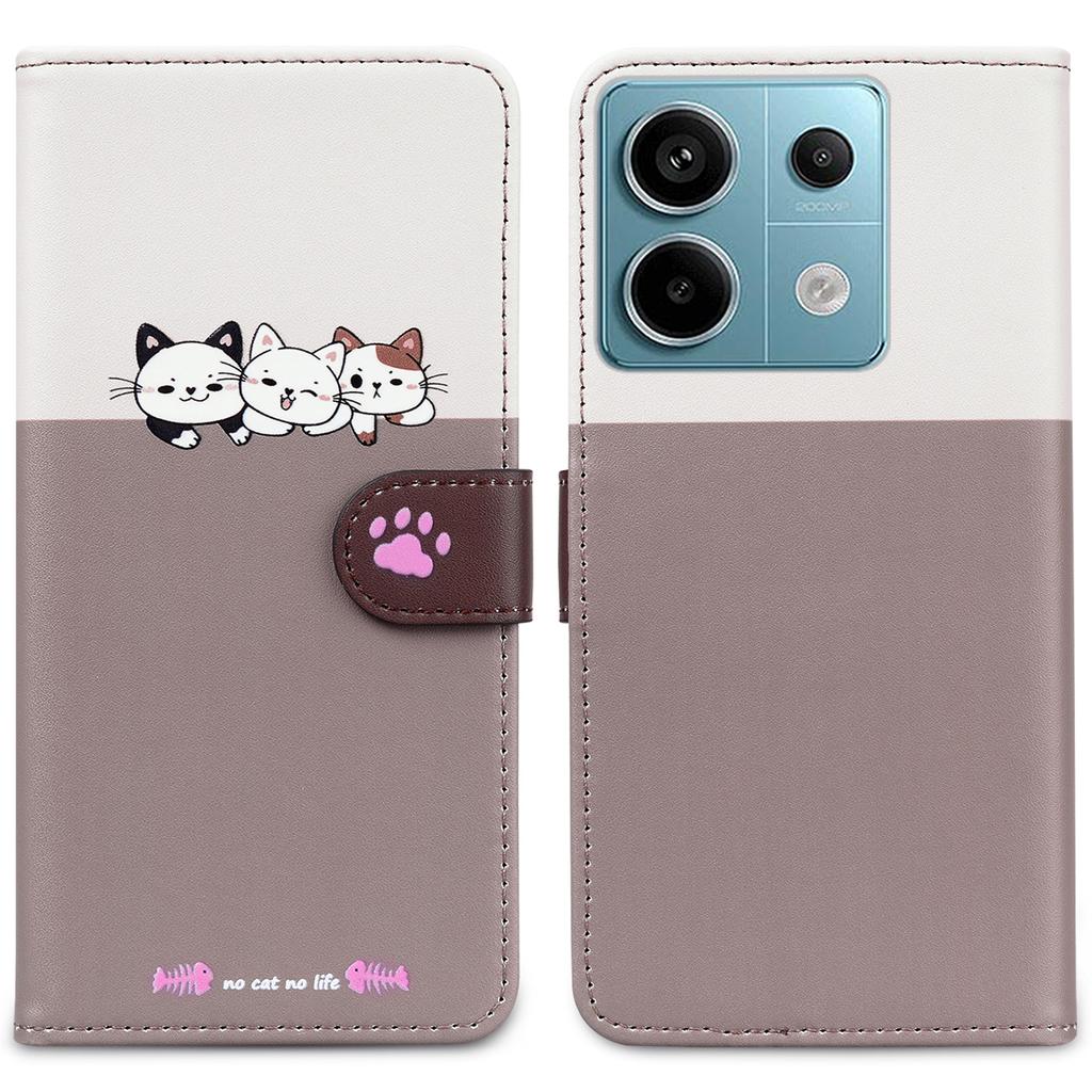 Cartoon Pet Series for Xiaomi Redmi Note 13 Pro 4G/Poco M6 Pro 4G Case Splicing Leather Wallet Phone Cover