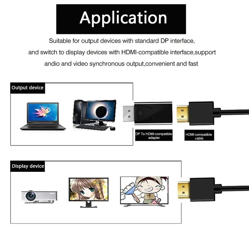 4K 1080P DP To HDMI-Compatible Adapter DP Male To Female HD TV HDMI-Compatible Video Audio Cable for PC TV Laptop