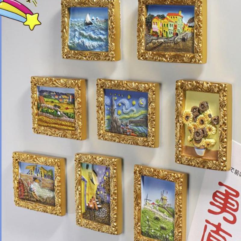 Van Gogh Refrigerator Magnets Cartoon Magnetic Stickers Handmade Resin Crafts Cute Souvenir Fridge Magnet Gift For Kids Birthday