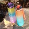 Large Capacity Water Bottle With Time Marker And Straw Gradient Color Leakproof Drinking Sports Bottle For Fitness Gym Outdoor