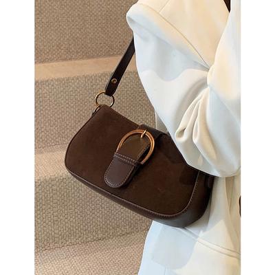 Vintage Frosted Women Shoulder Bags  Autumn New Solid Color Armpit Bag High-end Textured Lady Small Square Pack