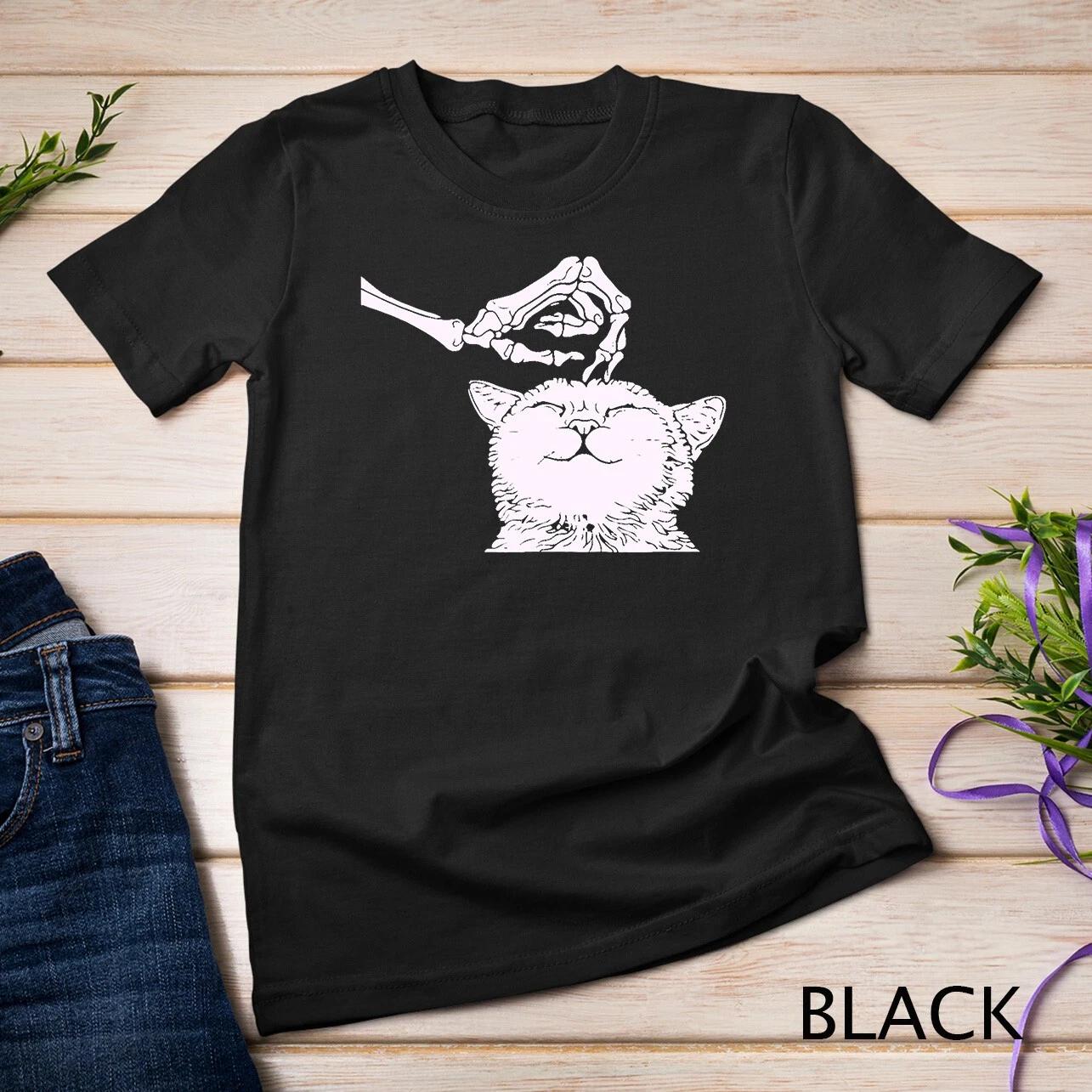 Cat Skeleton Hand Lazy Halloween Costume Cool Bones Kitten Unisex T-shirt 1 4XL
