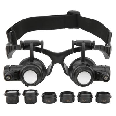 Loupe de bijouterie avec 2 LED et 8 lentilles interchangeables (10X, 15X, 20X, 25X)