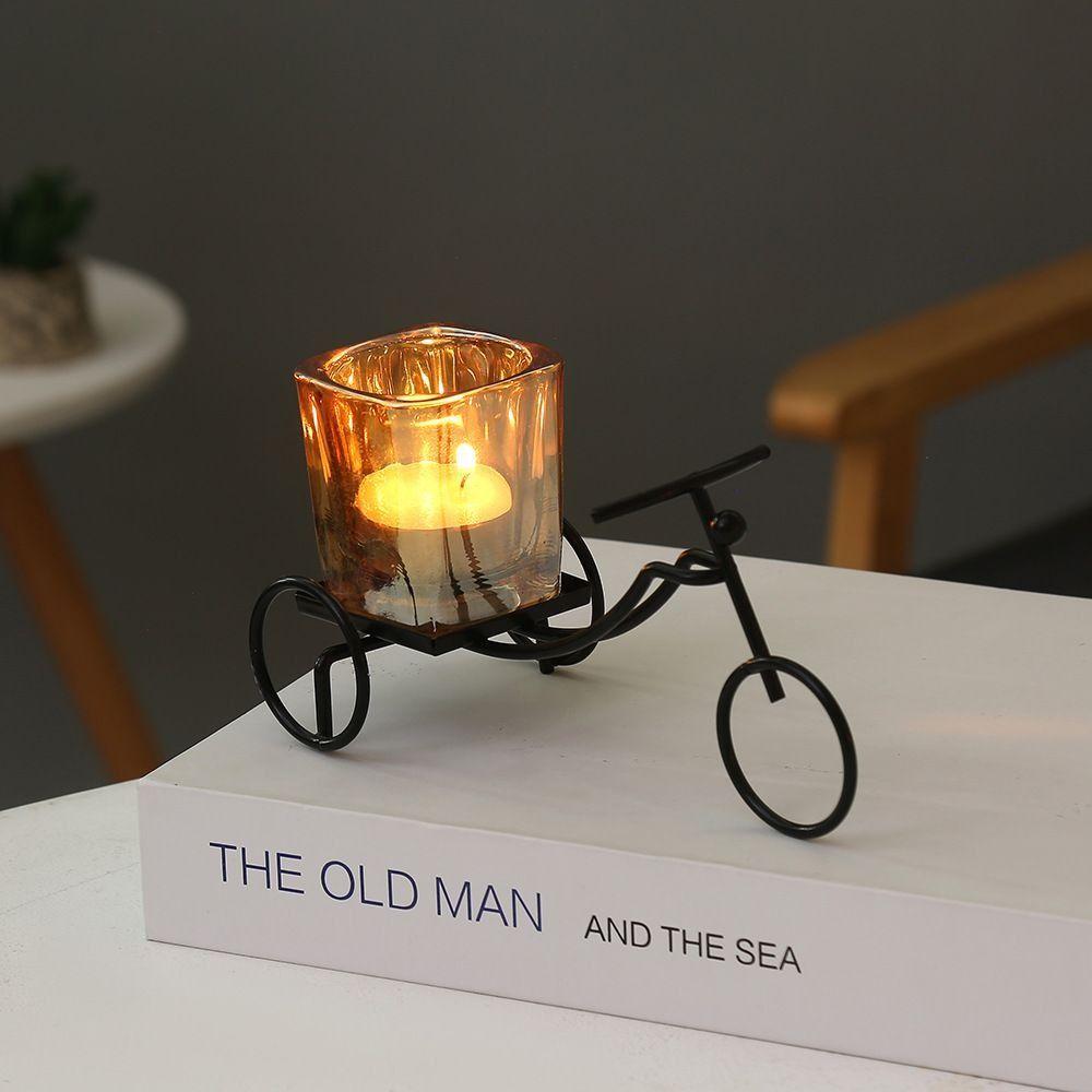 

Romantic Bicycle Candle Holder Wrought Iron Iron Candlestick Ornament Candlelight Dinner Style 1