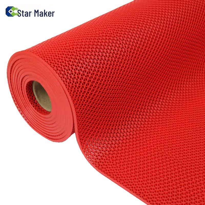 PVC S-Shaped Hollow Anti-Slip Mat красный