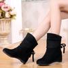Fashion Wedge Heel Solid Color Round Toe Mid Calf Shoes Woman Sale 2024 New Large Size Warm On Offer Fashion Half High Boots for Women