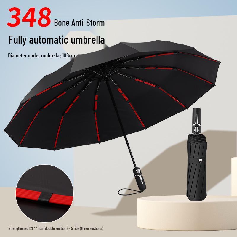 

Большой усиленный ветрозащитный автоматический складной зонт для мужчин и женщин - двойного назначения: защита от солнца и дождя