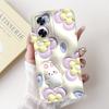 For Oppo A57 A57s A57e A77 A77s 4G Phone Case Oppo A77 5G A56s Back Cover Soft Liquid Silicone Pnada Rabbit Flower Cute Bumper