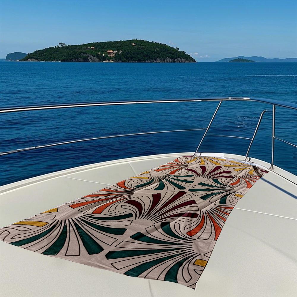 Art Deco Fan Motif Quick Drying Bath Towel Microfiber beach towel - light weight swimming camping yoga beach out