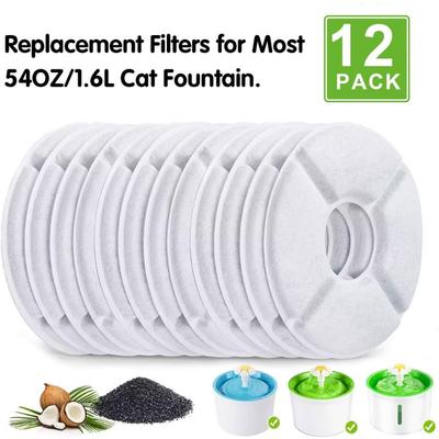 12 Piezas Filtros de Repuesto de Carbón Activado para Fuente de Agua para Gatos de 1.6L Dispensador Automático de Agua para Mascotas Perros