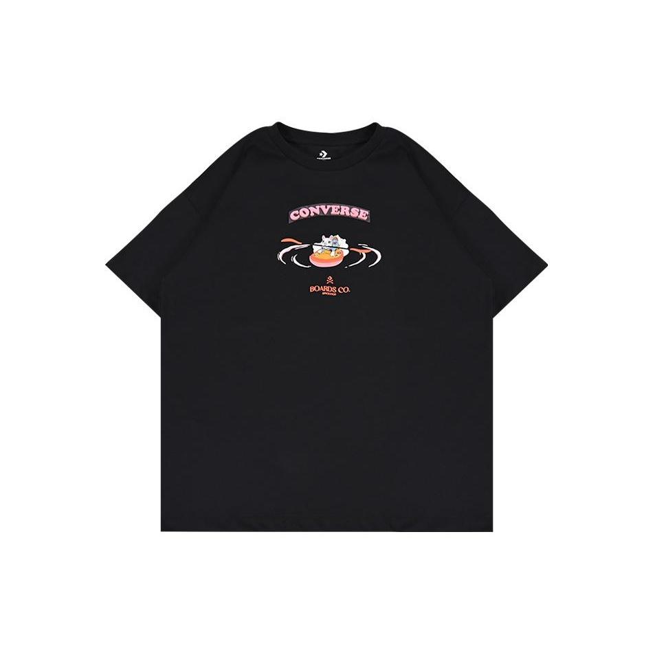 (WMNS) Converse Boards Co. Logo T-Shirt Asia Sizing Black Women s 10025883-A02 L