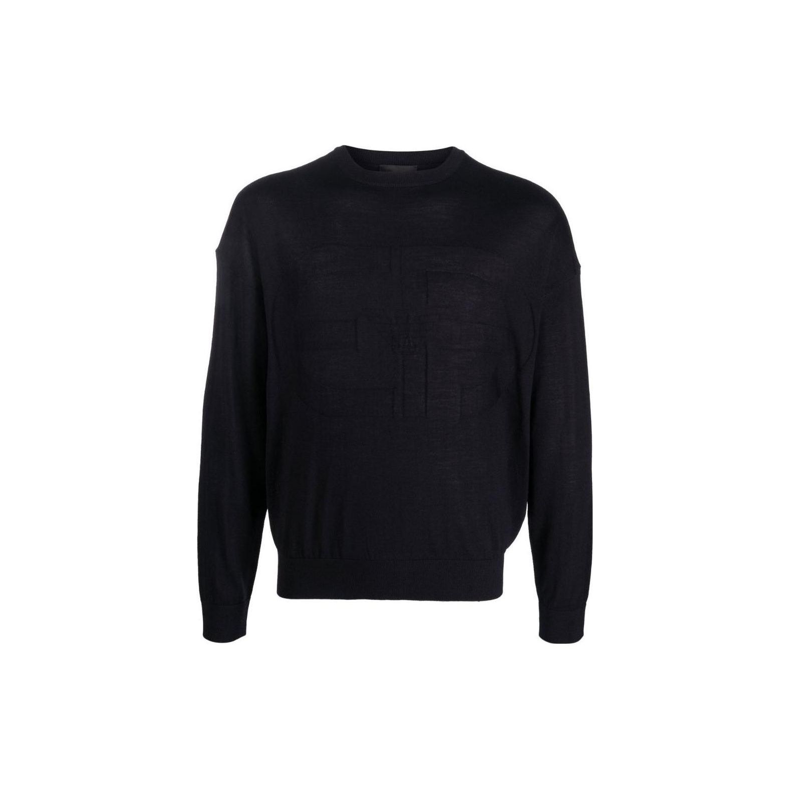 Emporio Armani Ss22 Logo Print Long Sleeve Knitted Wool Sweater Men sweater Black 6L1MX71MMVZ0920 XXL