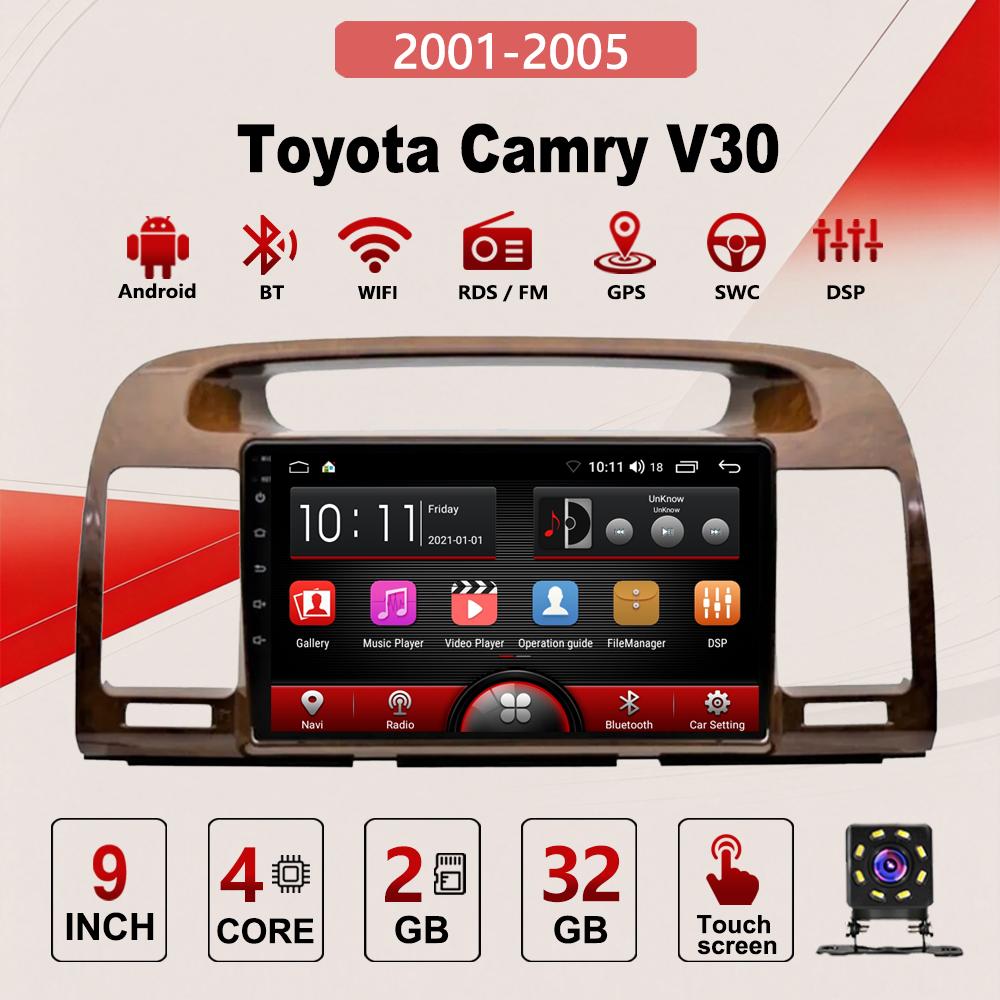 2Din Android Car-Play Car Radio,Toyota Camry V30 2001-2005,Multimedia Player Head Unit Stereo GPS Navigation BT WIFI,2+32GB