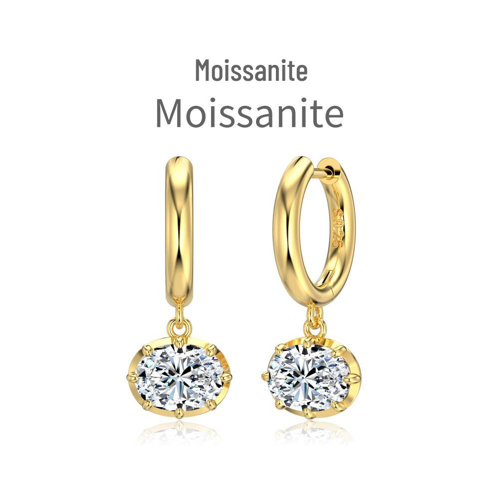 Mo Sang S925 Sterling Silver Oval Necklace & Earrings Set - Exquisite, Versatile, Super Sparkle; Perfect for Weddings & Banquets.