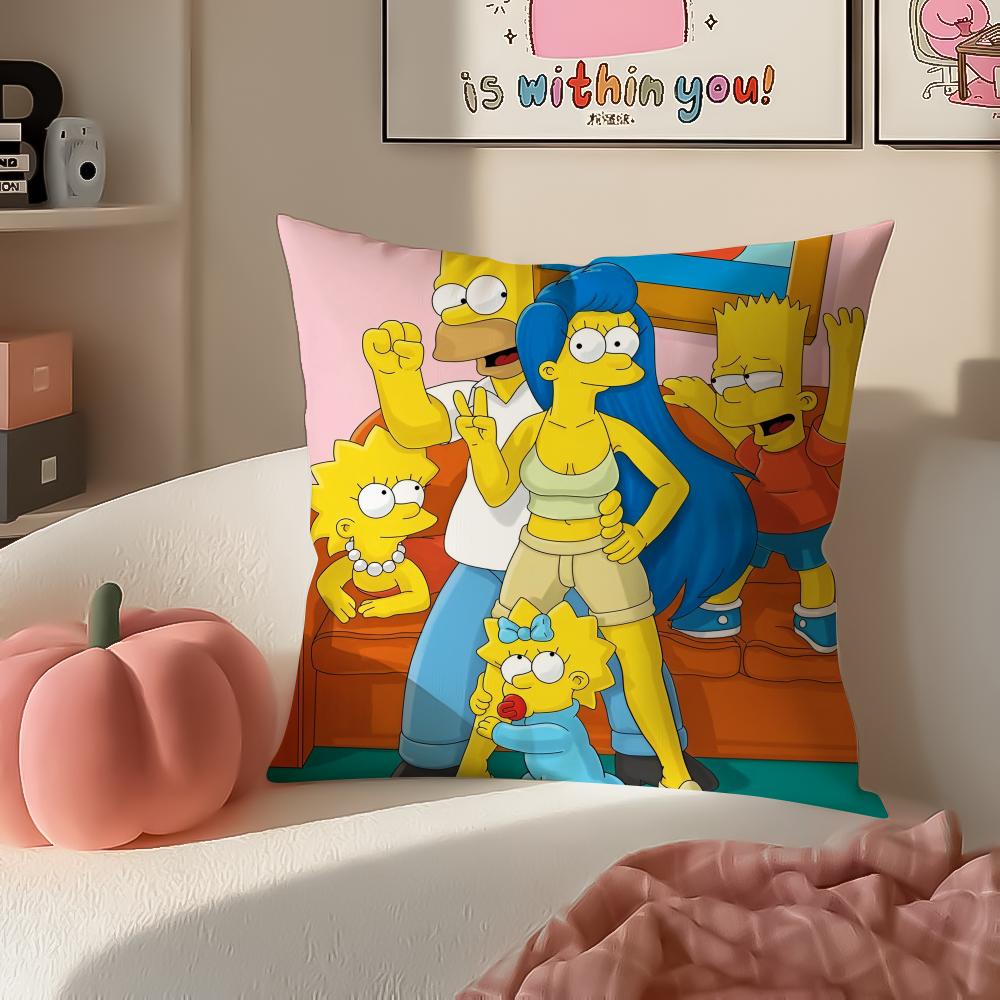 Funny Cartoon TThe Simpsons Cushion Cover Pillowcase Short Plush Invisible Zipper Room Sofa Cushion Cover