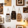 Housewarming Gift for Coffee Lovers 3Pcs Wooden Mason Jar Hanging Sign, Rustic Theme Wall Decor with Bar Sign Hemp Rope, Decorative Pendant Farmhouse