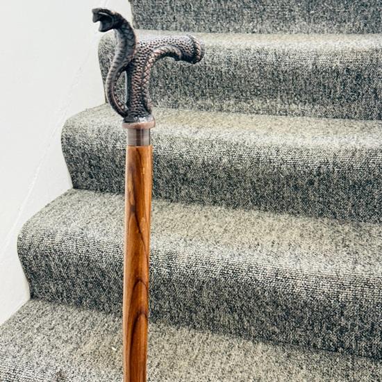 Christmas Gift Antique Finish King Cobra Snake Head Handle Walking Cane Stick London Seller