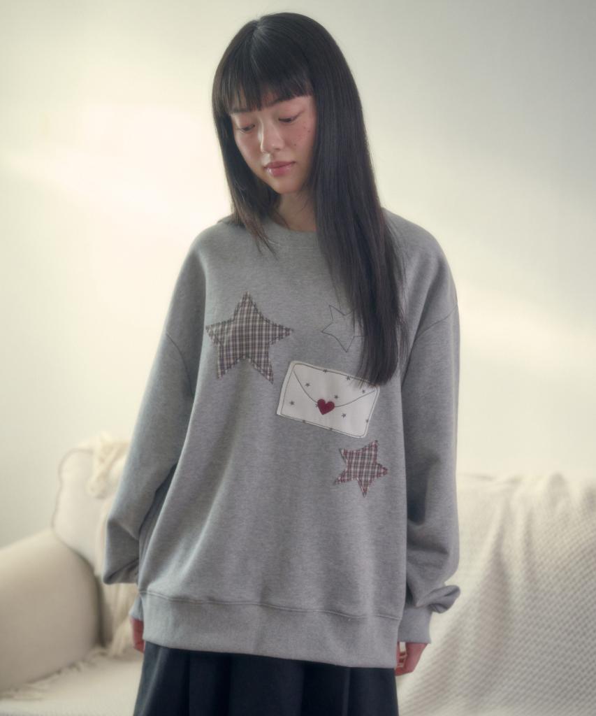 AMBLER By Letter Applique Embroidered Sweatshirt Amm1403 (Melange)