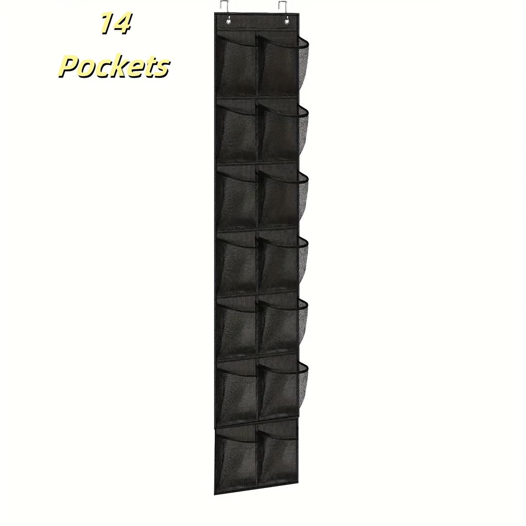 14/35 Pockets Over The Door Shoe Rack Large Mesh Pockets With 4 Hooks for Closet Hanging Shoe Rack Holder Hanger Storage Bag
