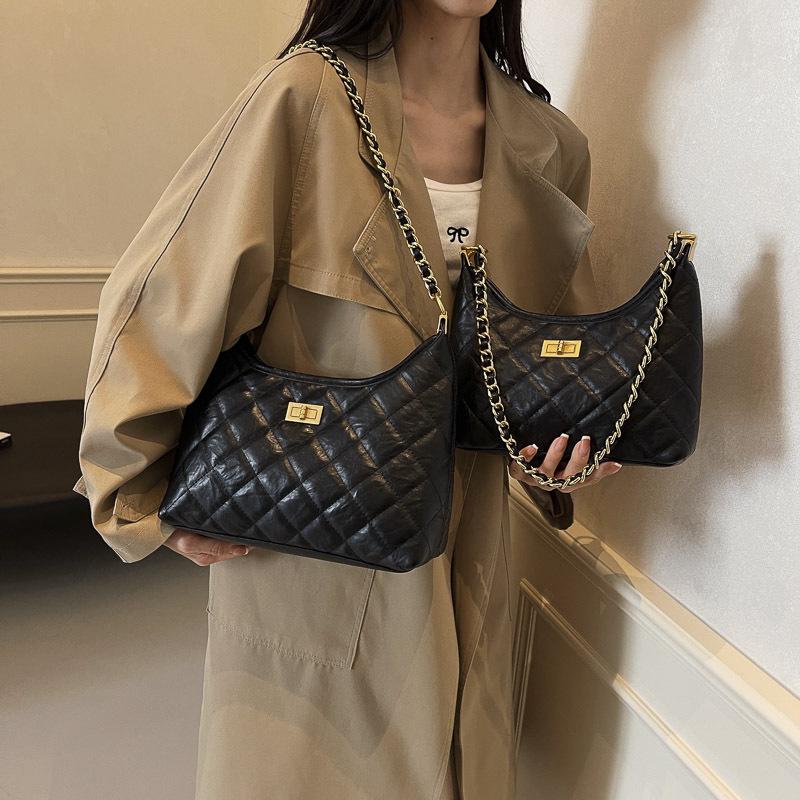 Elegant Diamond Pattern Luxury Chain Bag - Versatile and Fashionable Shoulder or Crossbody Handbag