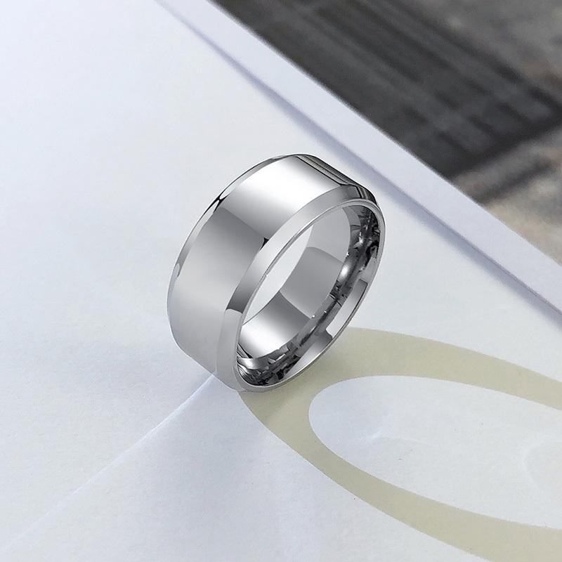 Vnox 6/8mm Plain Ring for Men, Glossy Stainless Steel Basic Wedding Band, Casual Classic Simple Boy Finger Jewelry #6 -#13