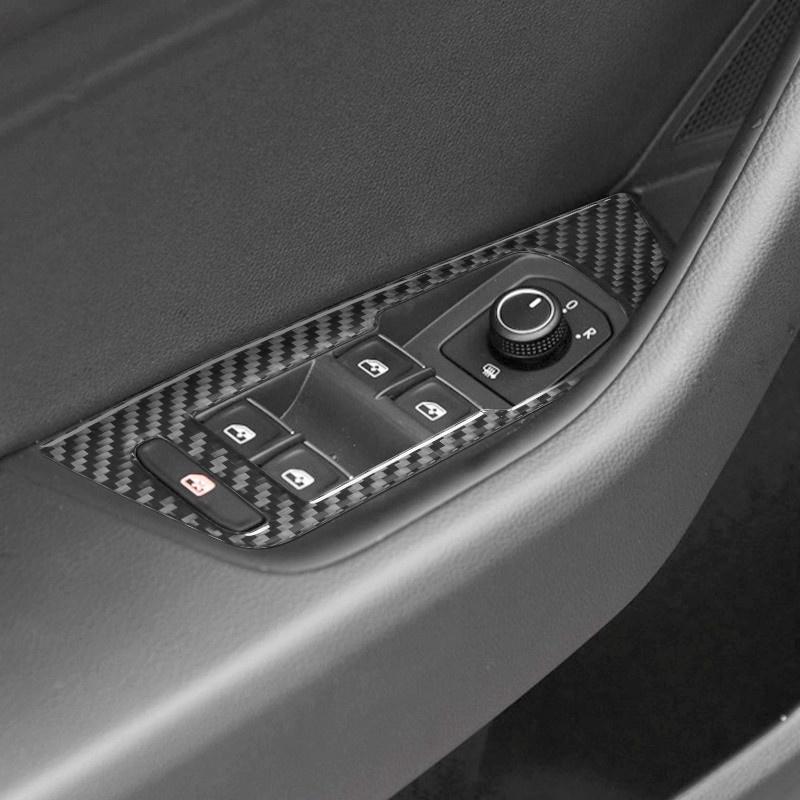 Carbon Fiber Car Interior Door Handle Panel Trim Cover For Volkswagen VW Magotan Arteon Window Control Panel Sticker