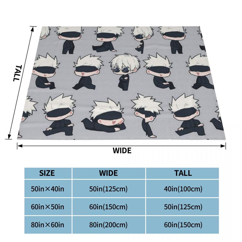 Gojo Sensei Anime Manga Knitted Blankets Flannel Jujutsu Kaisen Lightweight Throw Blankets for Airplane Travel Bed Rug