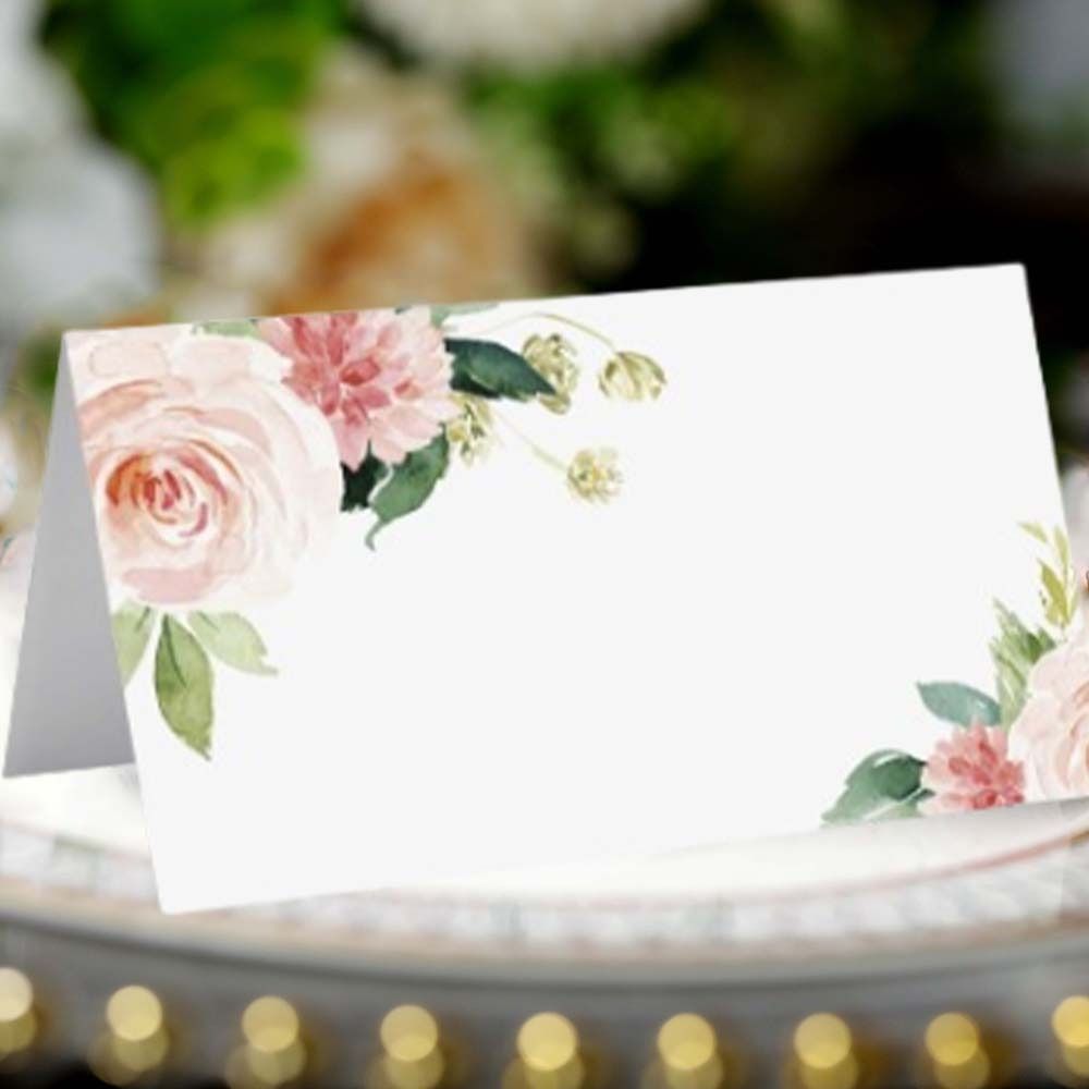 50pcs Writable Seating Place Cards Paper Gift Cards Floral Table Place Cards  Banquet Tables