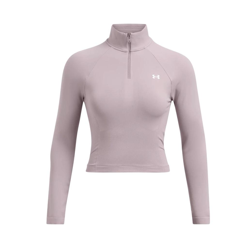 Under Armour Vanish Seamless Solid Color Breathable Short Sports Top Women Tops Fatigue-Gray 1384405-015
