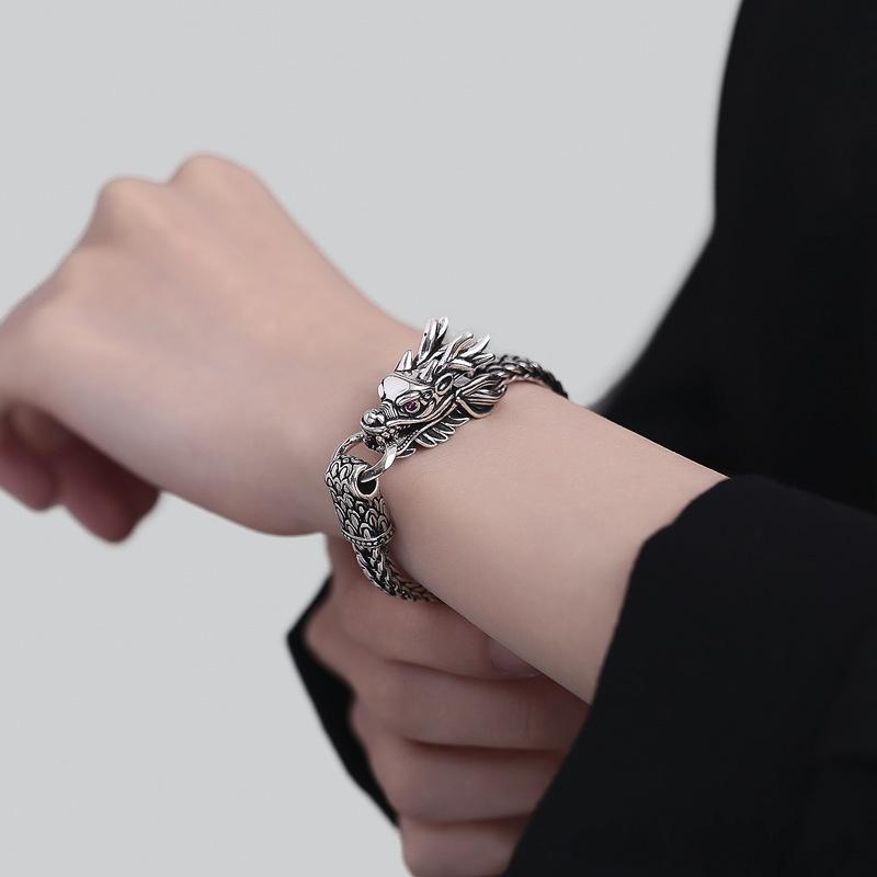 Retro Domineering Dragon Head Bracelet Men 'S Personality Versatile Dragon Year 'S Destiny Years Creative Hand Accessories
