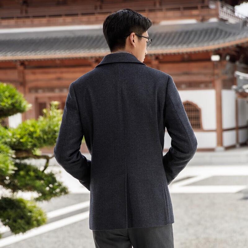 YOUNGOR Men's Business Slim Fit Wool Blend Overcoat