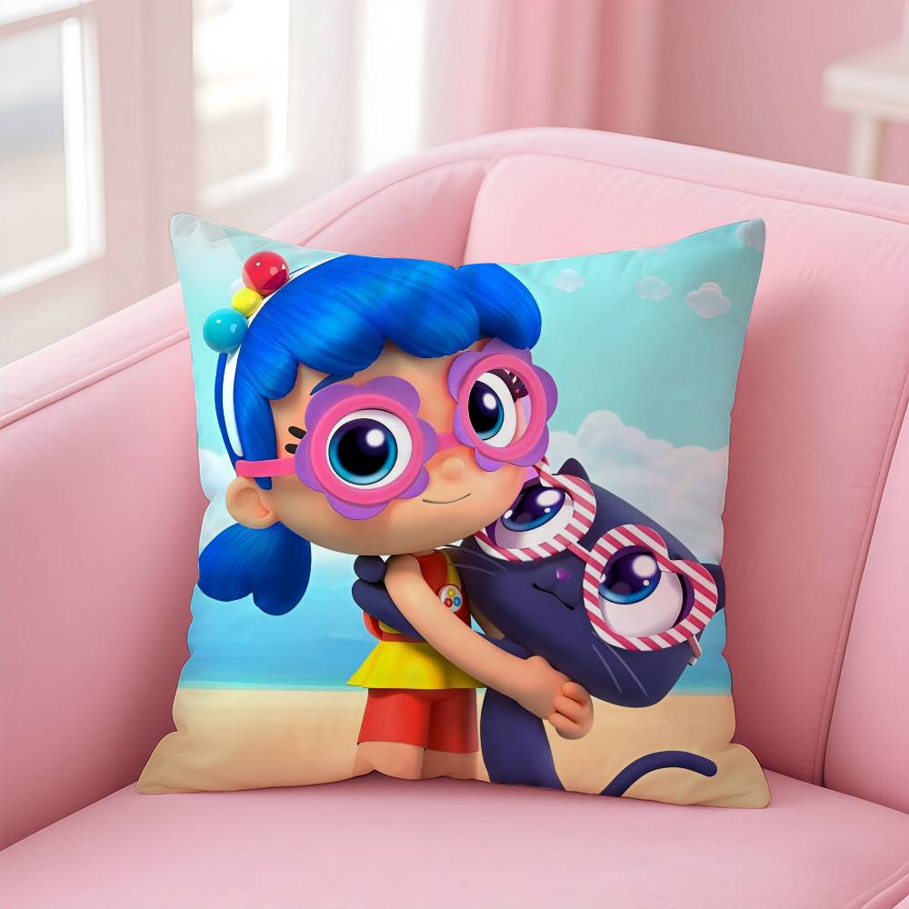 Kwaii True R-Rainbow Kingdom Pillow Case Anti-dustmite Pillowcase Invisible Zipper Silky Short Plush Sofa Cushion Cover