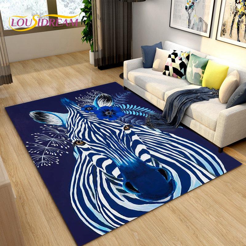 Wild Animal Zebra Area Rug Large,Carpet Rug for Living Room Bedroom Kitchen Doormat Decoration,Children Play Non-slip Floor Mat