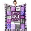 40th Birthday Gifts Women 40 Year Old Throw Blanket Funny Bday