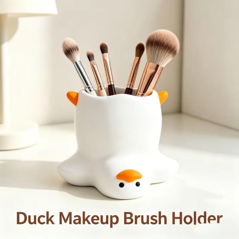 Space Saving Cute Duck-shaped Pen Holder Cartoon Multi-functional Storage Tube Desktop Organizer for Pens Makeup Brushes Office