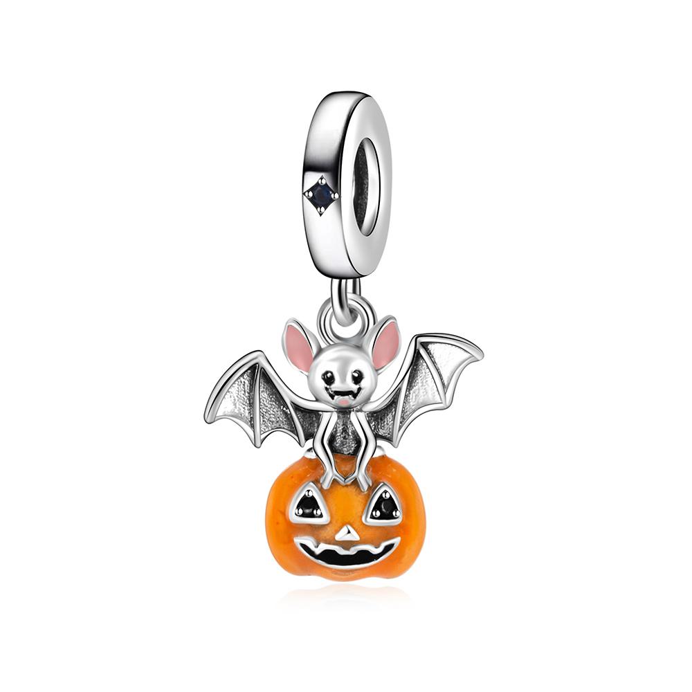 Copper Halloween Glow-In-The-Dark Spooky Pumpkin Charm Fit Original Bracelet For Women Diy Jewelry Accessories