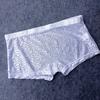 Men Boxer Underwear Low-rise Elastic Waistband Shorts Briefs Solid Color Printing U-convex Panties Breathable See-through Shorts Underwear