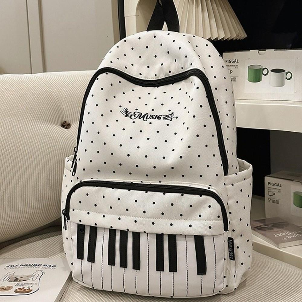 Nylon Large Capacity School Bag Color-blocked Piano Key Backpack Women Girls