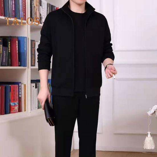 2 τμχ/Σετ Ανδρικό Αθλητικό Πέτο Πέτο Μακρυμάνικο Φερμουάρ Παλτό Ελαστική Μέση Τσέπες Μακρύ Παντελόνι Σετ Παντελόνι Μονόχρωμο Φούτερ Σετ Φούτερ