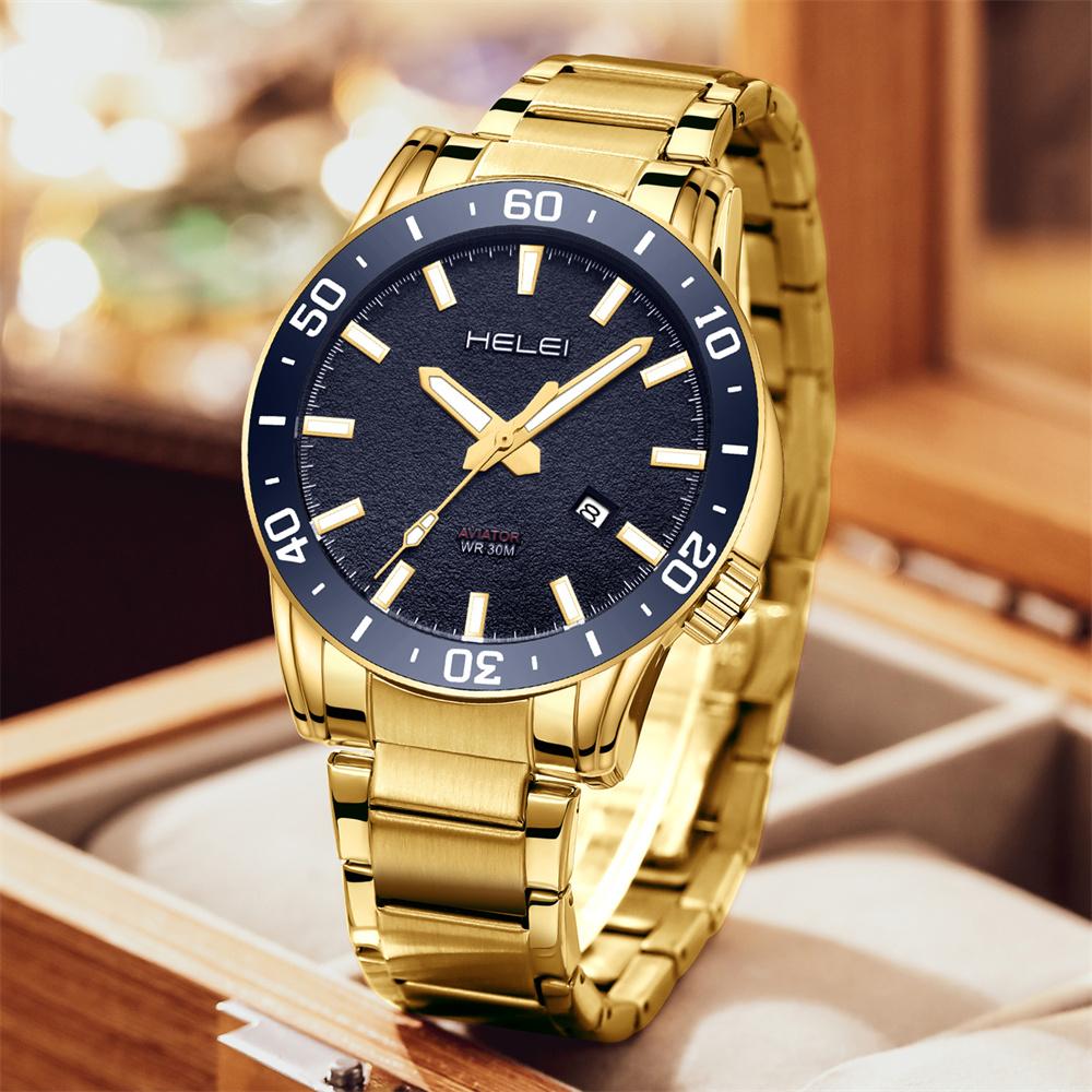 Mens Quartz Watches Large Face Diving Style Wrist Watch Luminous Hands Waterproof Watch with Date