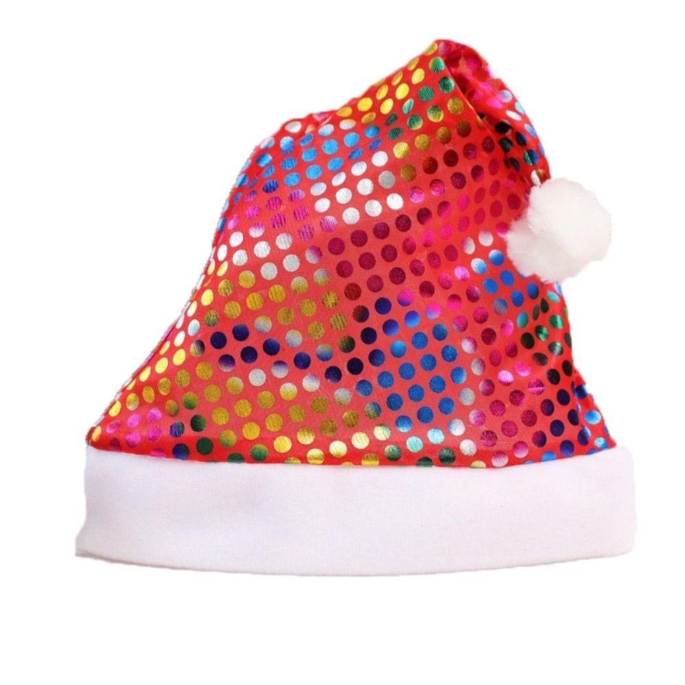 

with Plush Ball Christmas Hat Printed Beads Plush Beanie Lovely Santa Claus Hat Warm красный