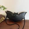 Halloween Bat Shaped Pu Leather Shoulder Crossbody Bag with Glowing Eye Novelty Horror Themed Party Festival Women Messenger Bag