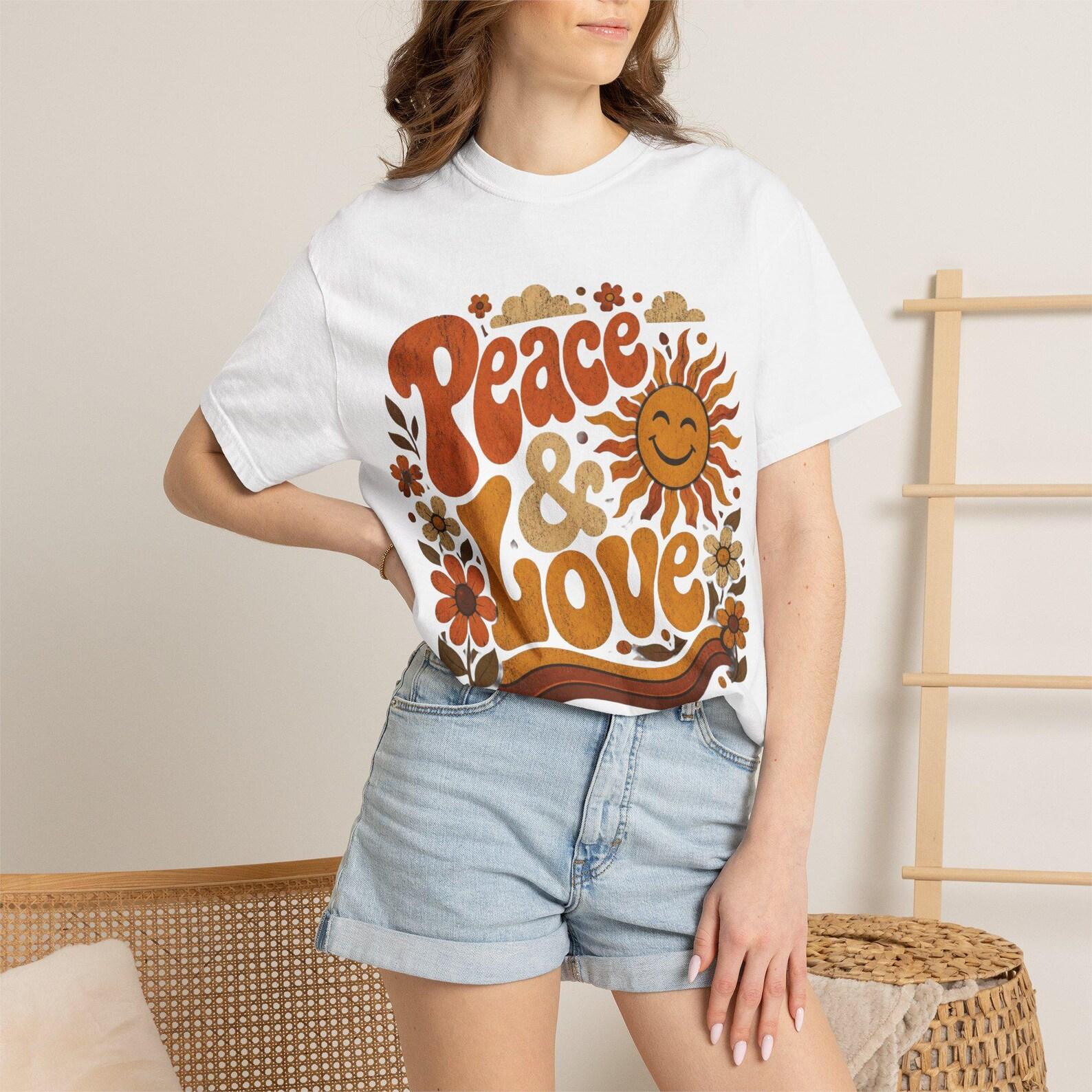 Peace & Love retro sunflowers tee | T-Shirt S
