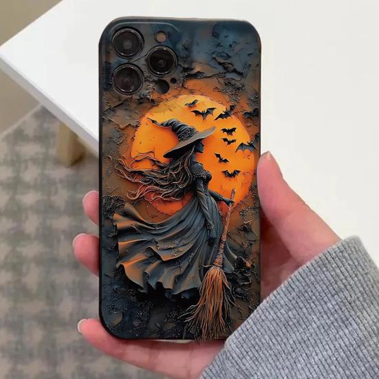 Halloween Witchy Phone Case for IPhone 16/15 Pro Max Shockproof Phone Cover with Hard PC & Soft TPU Anti-Scratch 360 Dgrees Protection Phone Acessary