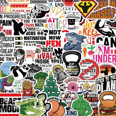 50 Tecknade Fitness Motiverande Graffiti Klistermärken Festdekoration Gitarr Anteckningsbok Resväska DIY Vattentät