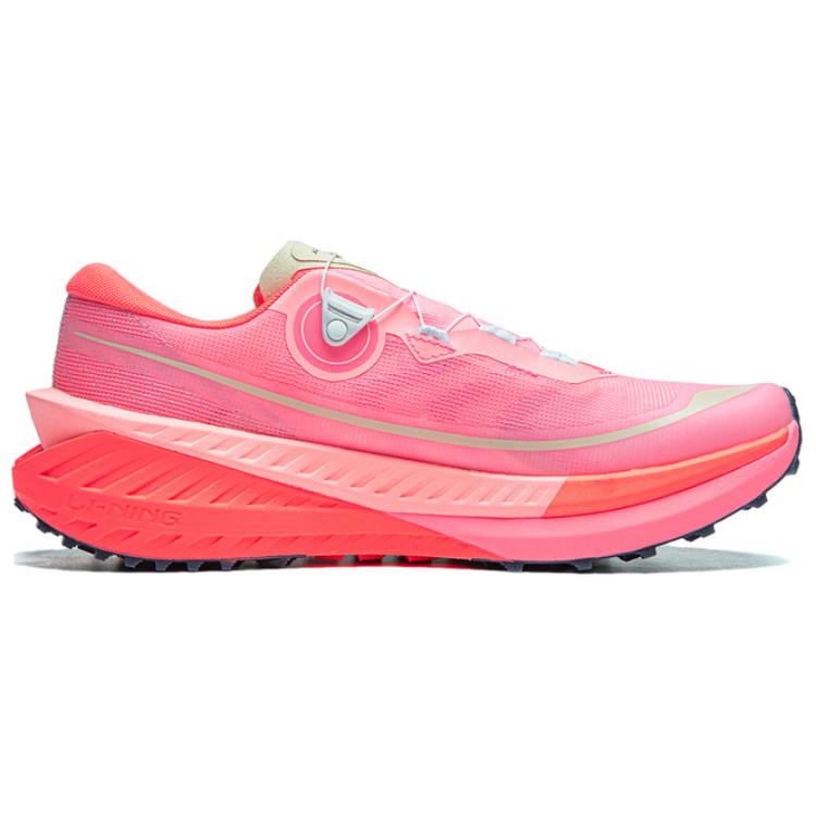 Li Ning Lu Pro Comfortable Fit Shock Absorption Durable Low Top Trail Running Shoes Men sneaker Pink ARNU001-6